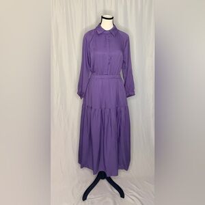 Elegant Flowy Soft and Silky Purple Women's Dress Size S. 48” Neck to hem